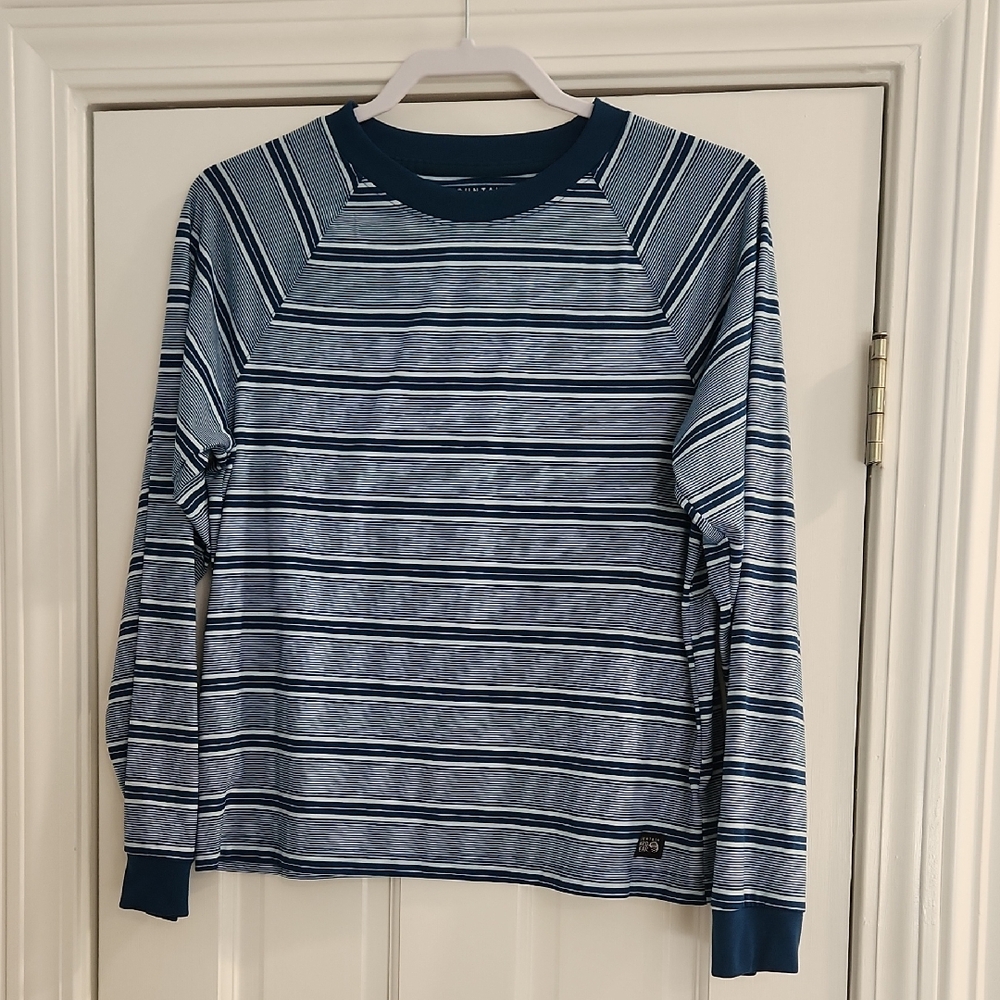 Mountain Hardwear Navy and White Striped Long Sleeve Tee